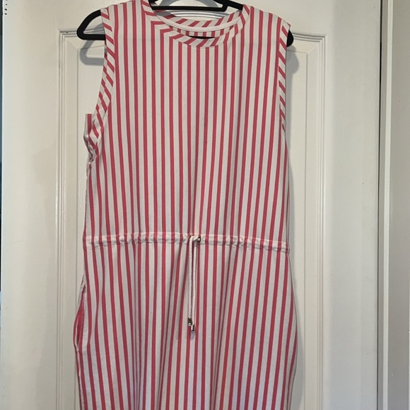 Johnston & Murphy Coral and Cream Striped Cotton Tank Dress - Picture 3 of 7